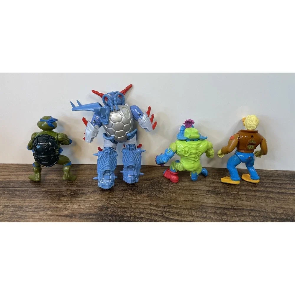 Vintage TMNT Broken Damaged Action Figure Lot Wyrm Cyber Samurai Ace Duck Leo